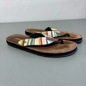 Cudas Women's Flip Flops Canvas Striped Sandals Size 9